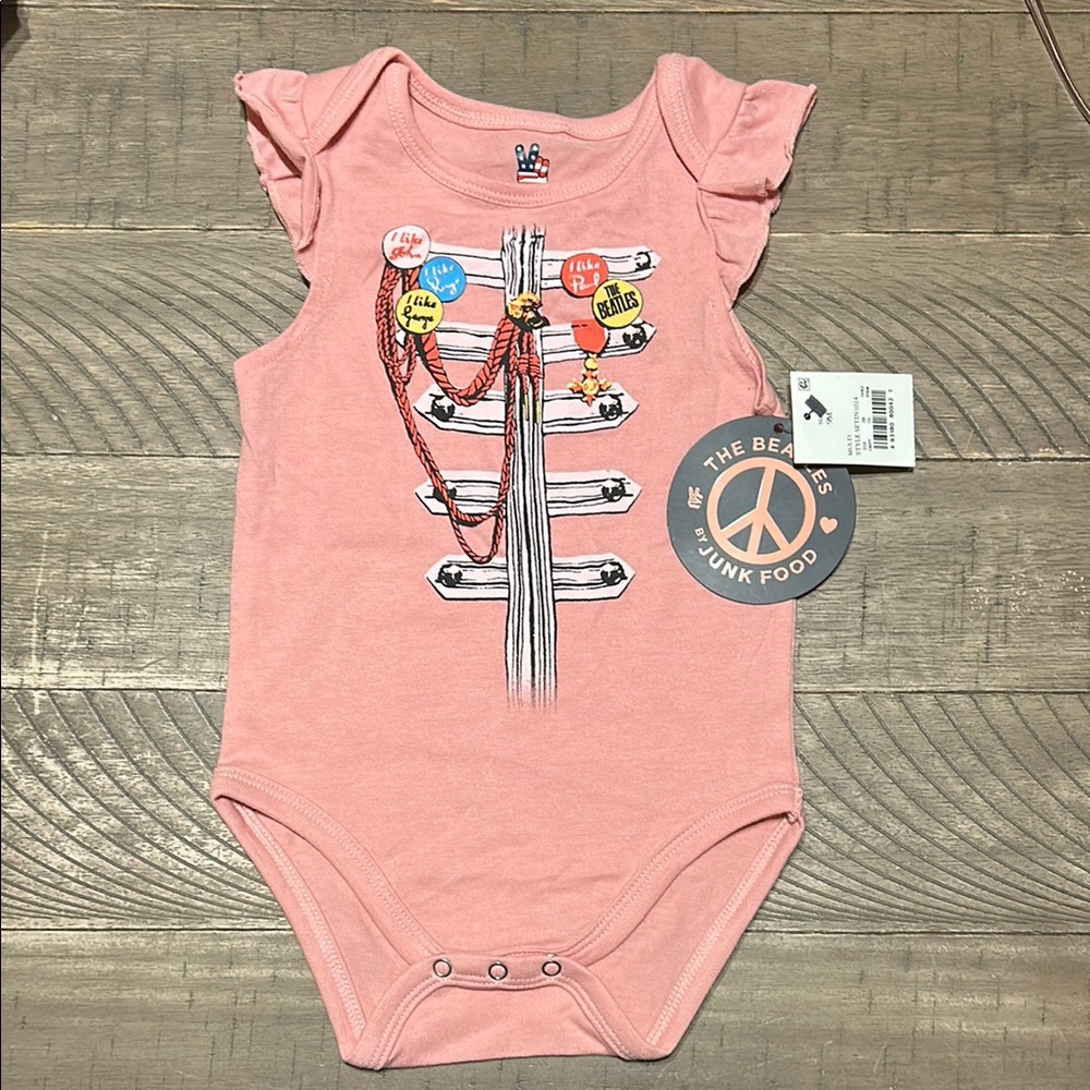 Junk Food Clothing Pink Beatles Kids One Piece